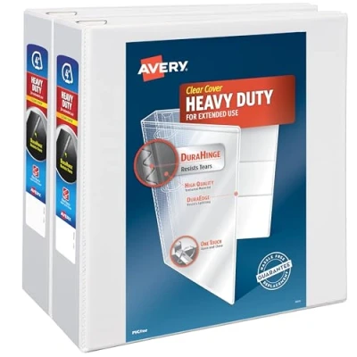 Afbeelding van Avery Heavy Duty View 3 Ring Binder, 4 &quot;One Touch schuine ring, houdt 8,5&quot; x 11&quot; papier, 2 witte mappen (79875)