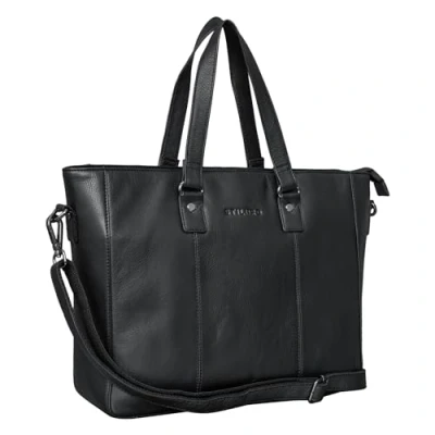 Afbeelding van STILORD &#039;Emmeline&#039; Leren Business Shopper Tas Dames Elegante Bag voor 13,3 Inch Laptops Damestas Handtas Werk Shopping Reizen Echtleer, Kleur:zwart
