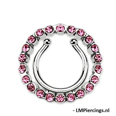 Afbeelding van Fake tepelpiercing Gem clip roze