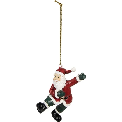 Afbeelding van Clayre &amp; Eef Kersthanger Kerstman 8 cm Rood Polyresin Kerstboomversiering