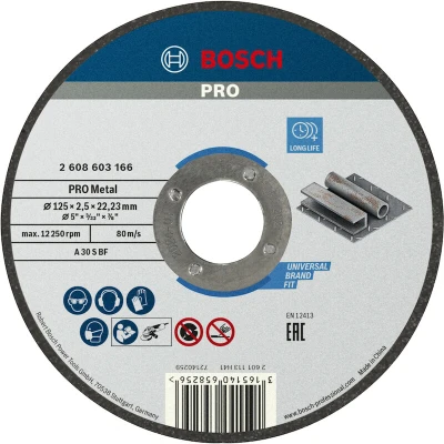 Afbeelding van Bosch Accessoires Doorslijpschijf recht Standard for Metal A 30 S BF, 125 mm, 22,23 2,5 mm 1 stuks 2608603166
