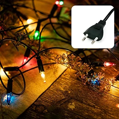 Afbeelding van hellum 577686 Lichtsnoer 35 LED Pisellokaarsen bont / 8,1 m/binnen/voedingskabel 2x1,5 m groen (kleurrijk, (35 BS))