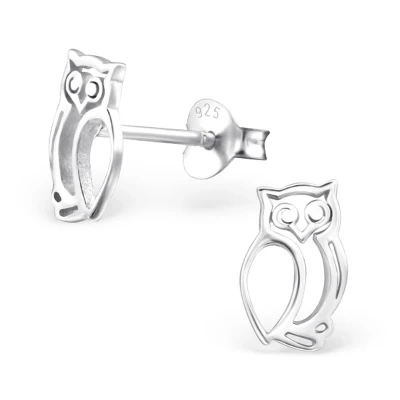 Afbeelding van JoyS Zilveren uil oorbellen 6 x 10 mm egaal