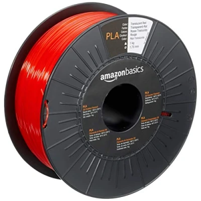 Afbeelding van Amazon Basics 3D printerfilament, PLA, 1,75 mm, doorzichtig rood, spoel van 1 kg