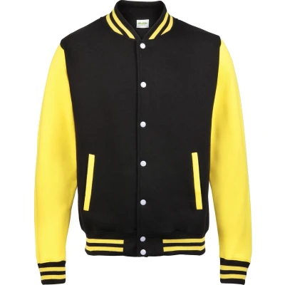 Afbeelding van Awdis Unisex Varsity Jacket (Straal Zwart / Zonnegeel)