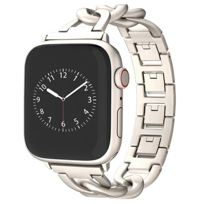 Afbeelding van Apple watch Metalen quick release ketting band Sterrenlicht / starlight Geschikt voor 38mm 40mm 41mm