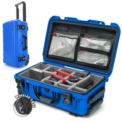 Afbeelding van Nanuk 935 Waterdichte Carry On Hard Case met Wielen, Gewatteerde Divider en Deksel Organizer Blauw