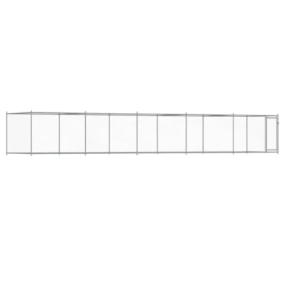 Afbeelding van vidaXL Hondenhok met deur 10x2x1,5 m gegalvaniseerd staal grijs