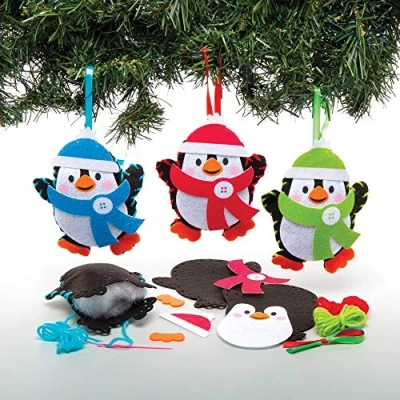Afbeelding van Baker Ross AT238 Kerstballen, hanger, naaiset, pinguïn (3 stuks), knutselen, kinderen voor Kerstmis