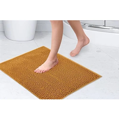 Afbeelding van Emma Barclay Noodle Soft Touch Antislip Badkamertapijt in Oker Douchemat 40x60cm