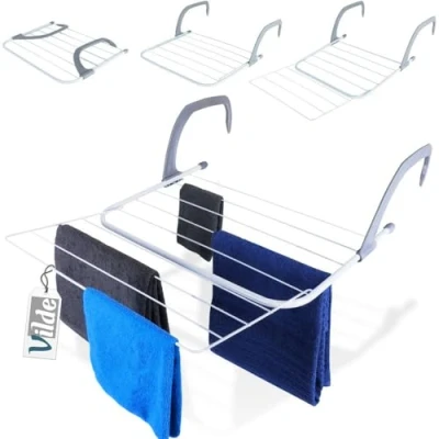 Afbeelding van Droogrek voor Radiator Metaal Wit Opvouwbare 55x50,5 cm Radiatordroger Wasdroger Washanger Balkonwasdroger Wasrek