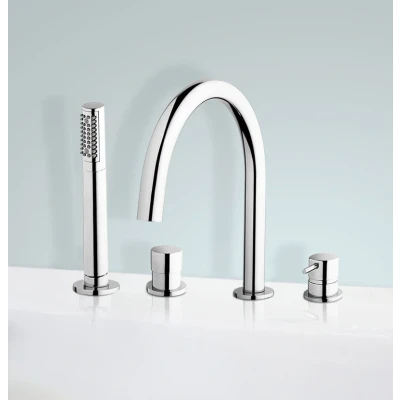 Afbeelding van Waterevolution Flow 4 gats Badmengkraan voor Badrandmontage Chroom T13801