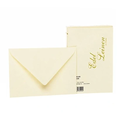 Afbeelding van Rössler Papier 2031705802 Noble Linen Enveloppen pakket DIN C6, zijden voering, ivoorkleurig