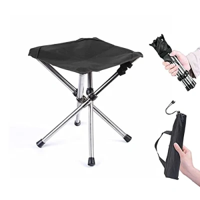 Afbeelding van Draagbare lichte klapkruk, campingstoel, opvouwbare outdoor kruk, ultralichte campingkruk, campingkruk voor camping, outdoor, concerten, vissen, wandelen (groot)