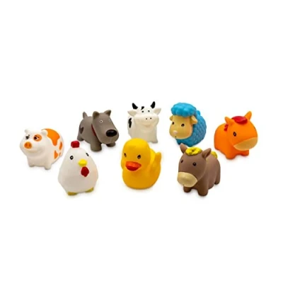 Afbeelding van TACHAN Tas 8 badfiguren boerderijdieren badspeelgoed zacht en materiaal eenvoudig op te bergen vervoeren (CPA Toy Group 756T00810)