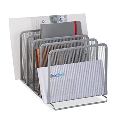 Afbeelding van Relaxdays brievenhouder metaal postbakje tijdschriftenhouder brievenbak 5 vakken