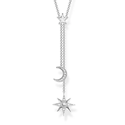 Afbeelding van Thomas Sabo Damesketting ster &amp; maan 925 Sterling zilver KE1900 051 14 L45V, 40,00 45,00 cm, zilver, Zirkonia