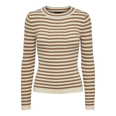 Afbeelding van Pieces Pccrista LS O NECK NOOS BC Trui, Dames, Maat: Large, Fossil