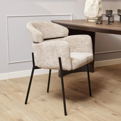 Afbeelding van Homestylingshop Eetkamerstoelen beige eetkamerstoel met armleuningen set van 2