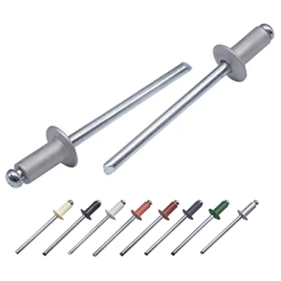 Afbeelding van (Pack van 100 stuks) Geschilderde blindklinknagels 4,0 x 8 mm, koepelkop, DIN 7337, aluminium klinknagel en stalen doorn, popklinknagels (100, wit RAL 9006)