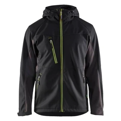 Afbeelding van Blåkläder 4753 Softshell Jack met capuchon Zwart/High Vis Geel 4XL