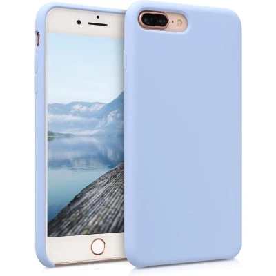 Afbeelding van kwmobile telefoonhoesje geschikt voor Apple iPhone 7 Plus / 8 Hoesje met siliconen coating Smartphone case in lichtblauw