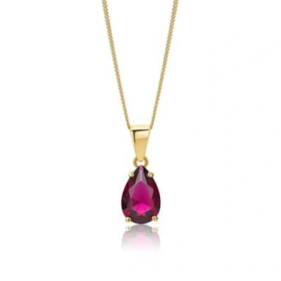 Afbeelding van Miore dames collier uit 9 karaat 375/1000 geelgoud met peervormige rode robijn hanger
