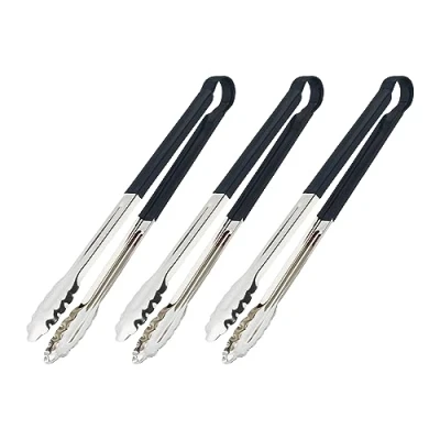Afbeelding van Relaxdays barbecuetang rvs set van 3 vleestang 40 cm lang serveertang antislip