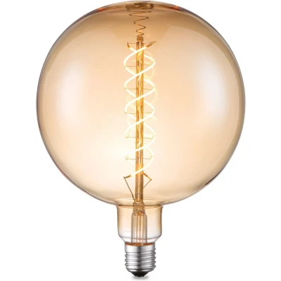 Afbeelding van Home Sweet Edison Vintage E27 LED filament lichtbron Globe Amber 18/18/23cm G180 Spiraal Retro lamp Dimbaar 4W 280lm 2700K warm wit licht geschikt voor fitting