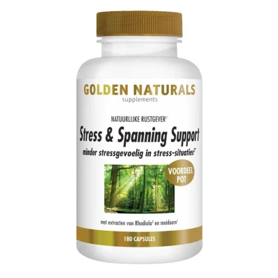 Afbeelding van Gratis Verzending: 2x Golden Naturals Stress&amp;Spanning Support 180 vegacapsules