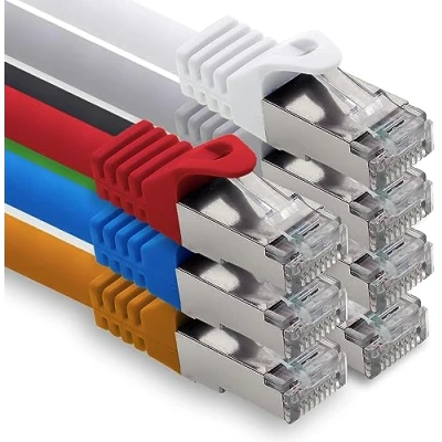 Afbeelding van freiwerk 0,25 m 7 kleuren stuks CAT.7 netwerkkabel Lan Ethernet patchkabel s FTP LSZH PIMF 10GB RJ45 plug Cat6a