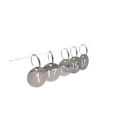 Afbeelding van NanTun 304 roestvrij stalen sleutelhangers met ring 20 stuks, 30 mm Hollowed Number ID Tags Sleutelhanger, genummerde sleutelringen 1 tot