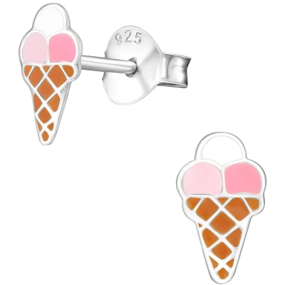 Afbeelding van JoyS Zilveren ijsje oorbellen 4 x 8 mm kinderoorbellen