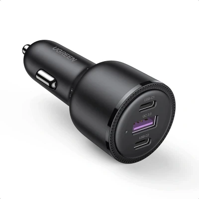 Afbeelding van UGREEN Autolader Snellader 1x USB A &amp; 2x C (69W 5A) QC Zwart