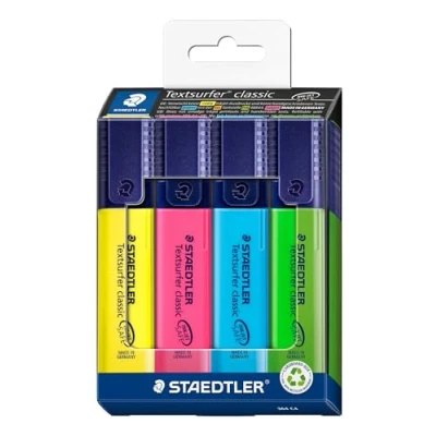 Afbeelding van STAEDTLER 364 C4 Textsurfer Classic Highlighter Verschillende kleuren (kaart Pack van 4)