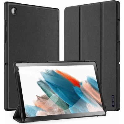 Afbeelding van Samsung Galaxy Tab A8 Hoes: Dux Ducis Domo Bookcase Zwart Kunstleder Tablet Hoezen