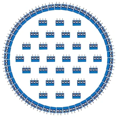 Afbeelding van Printplaten schroefklemmen connector PCB Mount Screw Terminal Block 5 mm helling 50 * 2 Pin 30 3 300V 10A Blauw