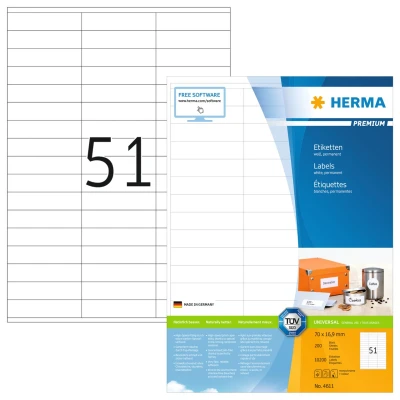 Afbeelding van HERMA 4611 printeretiket Wit Zelfklevend printerlabel