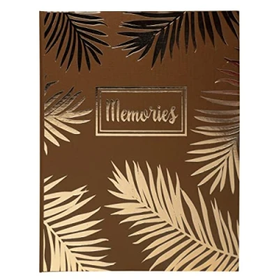Afbeelding van Exacompta ref. 209E 1 Gastenboek PALMA Verticaal formaat 27 x 22 cm gouden rand met titel Herinneringen in letters 100 effen witte pagina&#039;s Kleur : Goud