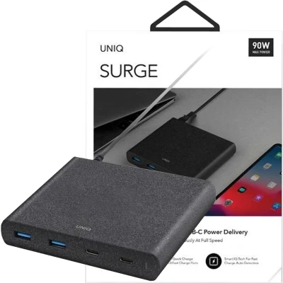 Afbeelding van HUB Uniq Surge LITHOS Collective 90W 2xUSB A QC 3.0 / C PD zwart