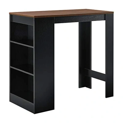 Afbeelding van Bartafel met 3 planken 110x50x103 cm zwart en walnootkleurig