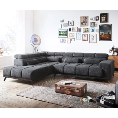 Afbeelding van Bank Catan Microvezel Antraciet 295x230 voetenbank links relax functie hoekbank