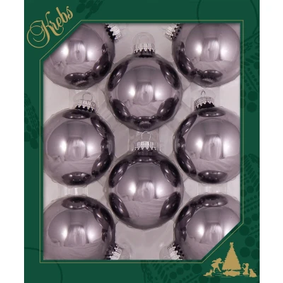 Afbeelding van Krebs Kerstballen 8 stuks grijs paars glas 7 cm