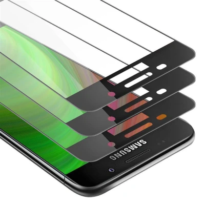 Afbeelding van Cadorabo 3x Screenprotector geschikt voor Samsung Galaxy A7 2016 Volledig scherm pantserfolie Beschermfolie in TRANSPARANT met ZWART Getemperd (Tempered) Display beschermend glas 9H hardheid 3D Touch