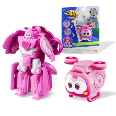 Afbeelding van Super Wings EU770641 Transformations Supercharged Jett Pet speelfiguur kinderen ca. 6 cm hoog, vliegtuig en robot speelgoed voor jongens meisjes vanaf 3 jaar