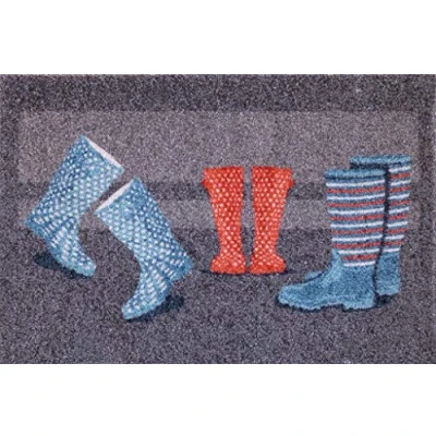 Afbeelding van oKu Tex Deurmat Schoonloopmat &quot;Deco Soft Entrance&quot; Rubberen laarzen kleurrijk Opdruk voor binnen entree/voordeur/trappenhuis antislip 40x60 cm