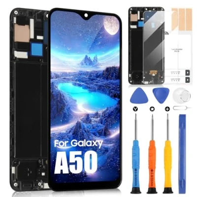 Afbeelding van OLED scherm voor Samsung Galaxy A50 A505 SM A505FN/DS A505F/DS3 LCD display, touch digitizer, glas, montage met gereedschap (zwart frame)