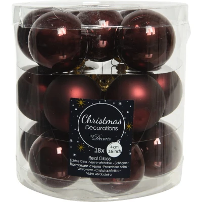 Afbeelding van Decoris Kleine kerstballen 18x st mahonie bruin glas 4 cm Kerstbal