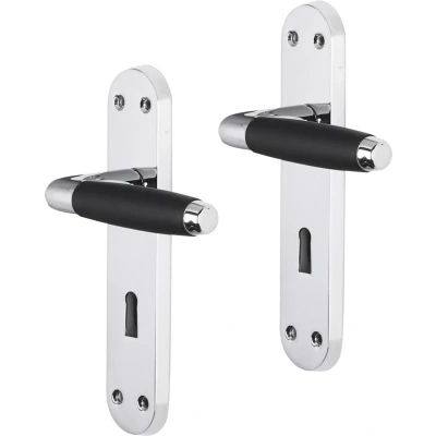 Afbeelding van Deurklink met sleutelschild Impresso Swindon 56 mm (Chroom, Zwart)
