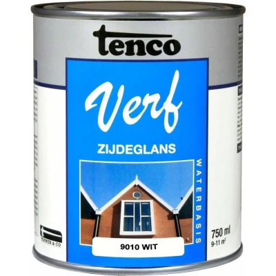 Afbeelding van Tenco TencoVerf Waterbasis Zijdeglans 0,75 ltr wit (RAL 9010) Zijdeglansverf voor hout binnen (waterbasis)